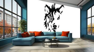 Head of a wolf. Styling the head for your design. Vector illustration, isolated objects. Wall mural