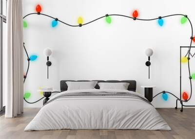 Christmas lights frame isolated on transparent. 3D illustration.	
 Wall mural