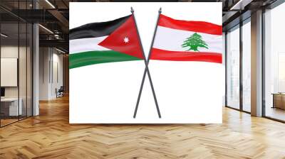 Jordan and Lebanon, two crossed flags isolated on white background. 3d image Wall mural