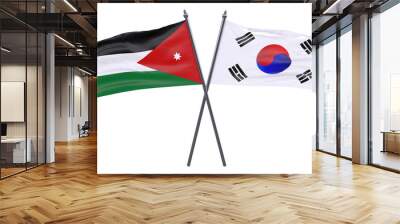 Jordan and South Korea, two crossed flags isolated on white background. 3d image Wall mural