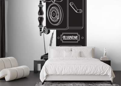 vintage_phone_silhouette Wall mural