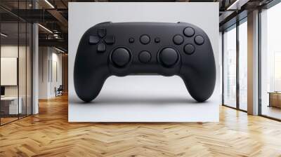 Black game controller on a gray background. Wall mural