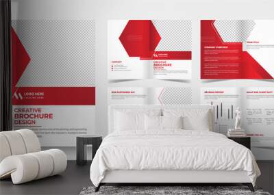 corporate 8 pages business brochure design template. 8 pages business company profile Wall mural