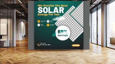 solar energy social media post, banner design, suitable for Solar panel maintenance repair services banner or poster design Wall mural