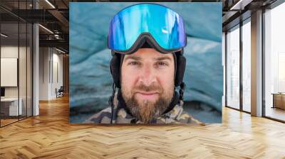 Man  portrait with ski goggles Wall mural