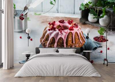 Easter cake. kulich cake. traditional babka. cake for celebration. easter concept. panettone. still life of food, womens day, spring food, cake with berries, Baba Au Rhum, brioche. christmas cake Wall mural