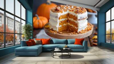 Pumpkin cake. Pumpkin dessert. Wall mural