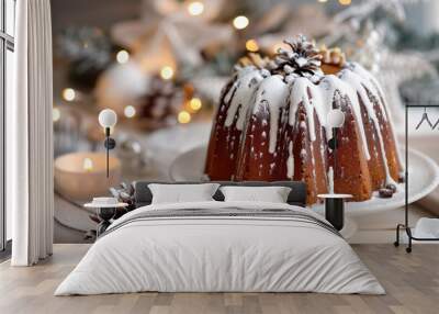 Traditional italian Pandoro cake to celebrate Christmas. Pandoro cake. Christmas dessert. Wall mural