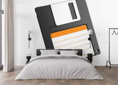 1.44 Mb 3.5 inch floppy disk isolated on white background. Floppy diskette. 3d rendering Wall mural