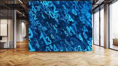 Abstract Numbers background - Mathematical, Numbers concept. 3d rendering Wall mural