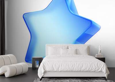 Blue glass star icon isolated on white Wall mural