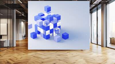 Business teamworkconcept - cube assembling from blocks. 3d rendering Wall mural