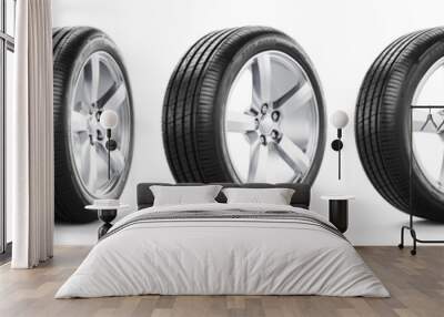 Car wheel isolated on a white background - 3d rendering Wall mural