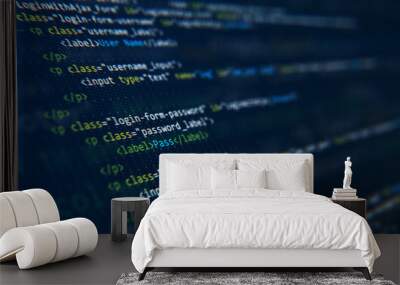 Code, HTML, php web programming source code. Abstract code background - 3d rendering Wall mural