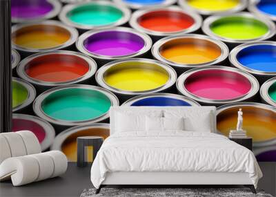 Color paint cans - 3d rendering Wall mural