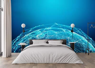 concept of global network, internet communication. 3d illustration Wall mural