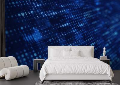 Digital Binary Code. programming code concept. Abstract code background - 3d rendering Wall mural