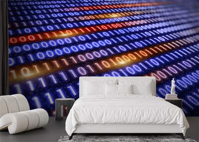 Digital information concept - binare code background Wall mural