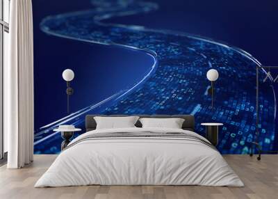 Digital road - Digital Code road concept - 3d illustration Wall mural