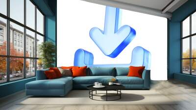 Download icon, Download 3d button. Download symbol on white background - 3d rendering Wall mural