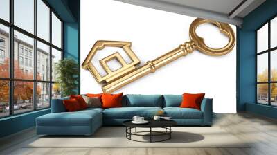 Gold Home Kay isolated on white. 3d illustration Wall mural