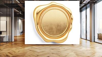 Gold stamp isolated on white. Gold wax seal concept. 3d rendering Wall mural