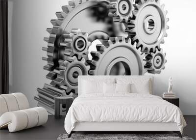 Steel gear wheels - tools and settings icon Wall mural