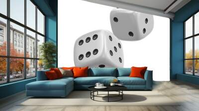 Two White Gambling Dices isolated on the white background. Gambling concept .3d rendering Wall mural