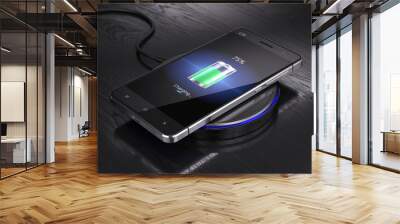 wireless charging of smartphone - 3d render Wall mural