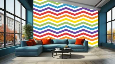 Seamless pattern with the rainbow colorful chevron and wavy zigzag lines. Great for party background, holiday decoration or baby shower party Wall mural