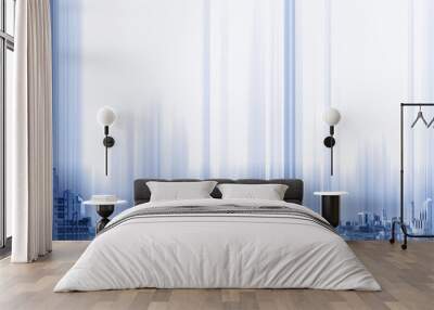 Blue panoramic city on whitebackground, technology concept background Wall mural