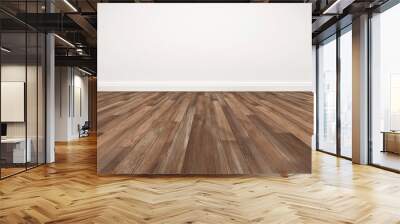 Wood floor and white wall, empty room for background Wall mural