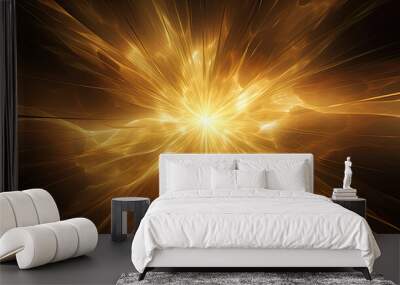 Abstract golden background. fractal explosion star with gloss and lines. illustration beautiful. Wall mural