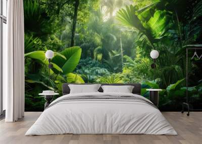 Beautiful green tropical jungle for natural background Wall mural