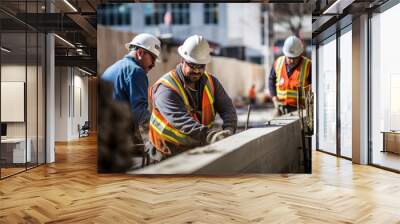 Construction workers on site Wall mural