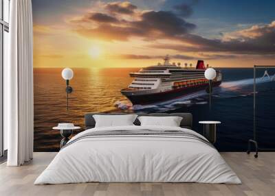 Cruise ship sailing in the vast sea Wall mural