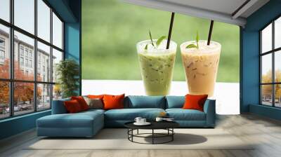 Cup of fresh green tea Wall mural