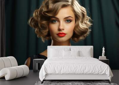 Elegant fashion woman dressed in retro art deco 20s style. Wall mural