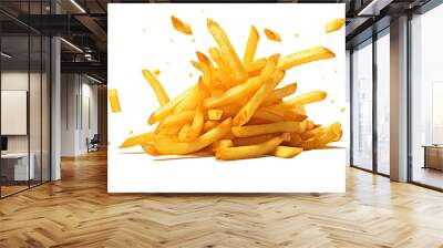 French fries levitate isolated on transparent background, PNG file Wall mural