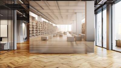 Library design interior, rectangular floor Wall mural