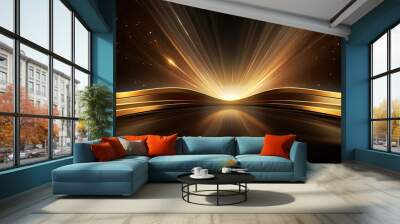 luxury background with golden line decoration and light rays effects element with bokeh. award cerem Wall mural