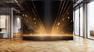 Luxury background with golden line decoration and light rays effects element with bokeh. Award ceremony design concept. Wall mural