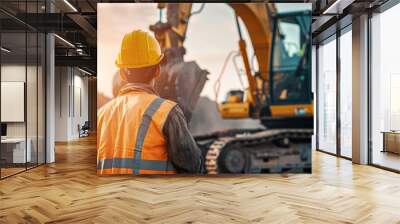 Skilled workers operating heavy machinery Wall mural