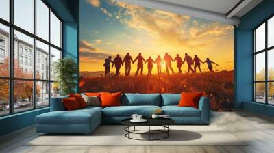 Unity and success Group training Happiness and Teamwork concept Wall mural