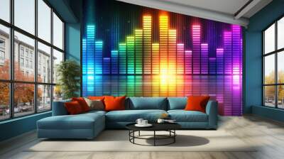 Holographic Equalizer with Glowing Gradients Background Music Stock Photo Wall mural