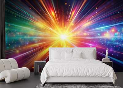 Vibrant abstract background with light rays and particles creating motion energy colorful space Wall mural