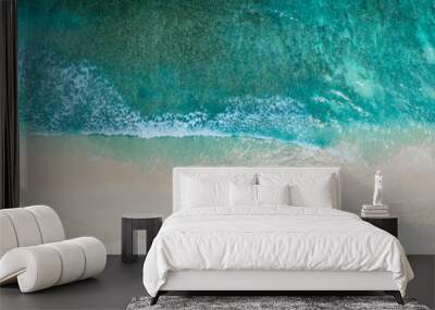 Beach Wave water in the Tropical summer beach with  sandy beach background Wall mural