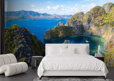 Coron, Palawan, Philippines, aerial view of beautiful lagoons and limestone cliffs. Wall mural