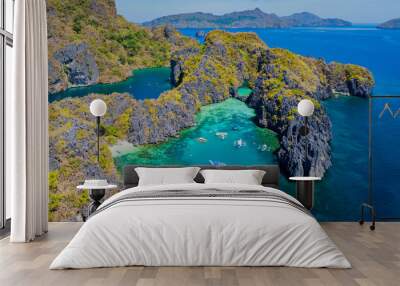 Coron, Palawan, Philippines, aerial view of beautiful lagoons and limestone cliffs. Wall mural