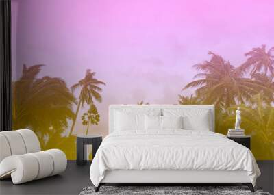 Summer with colorful theme as palm trees background as texture frame background Wall mural